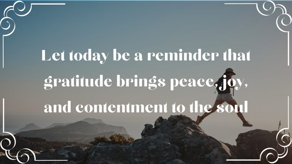 Let today be a reminder that gratitude brings peace, joy, and contentment to the soul