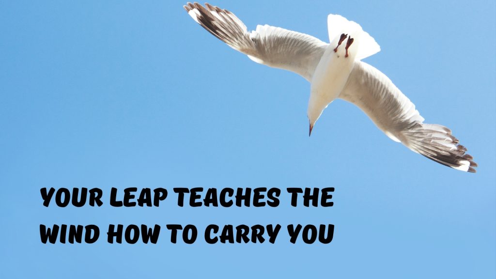Your leap teaches the wind how to carry you