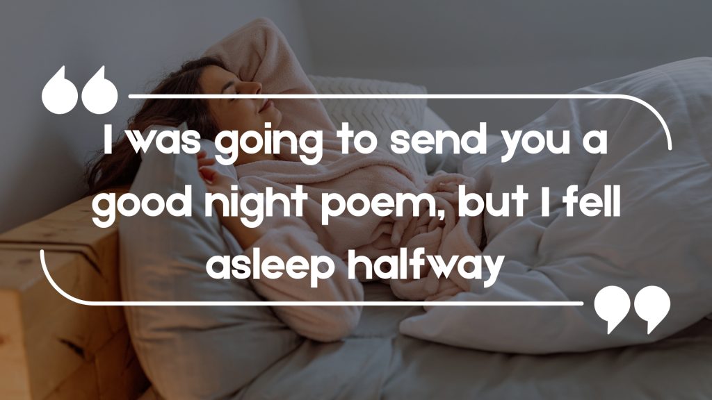 I was going to send you a good night poem, but I fell asleep halfway
