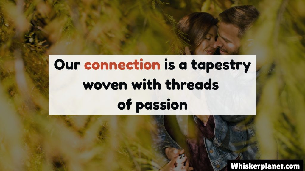 Our connection is a tapestry woven with threads of passion